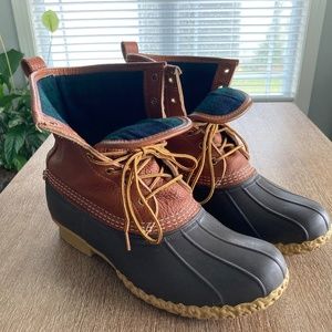 L.L. Bean Tumbled Leather Flannel Lined Boot - 11